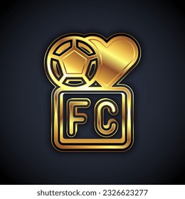 Gold Fan club football icon isolated on black background.  Vector