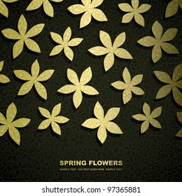 Gold fancy paper floral banner with space for Your text, vector eps8 illustration