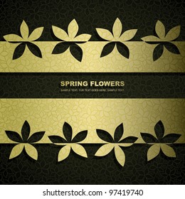 Gold fancy paper floral banner with space for Your text, vector eps8 illustration