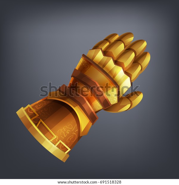ゲームやカード用の金色のファンタジーアーマー手袋 ベクターイラスト のベクター画像素材 ロイヤリティフリー