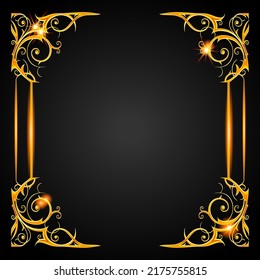 Gold fantasy frame with space for text for life event