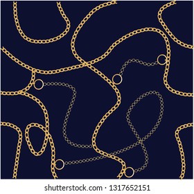 gold fashion chain print fashion chain and  gold seamless fashion gold chain design Baroque print with chains, keys. Seamless vector pattern with trendy accessories. Women's fashion collection. 