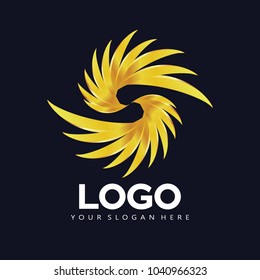 Gold Feather initial S Logo Icon
