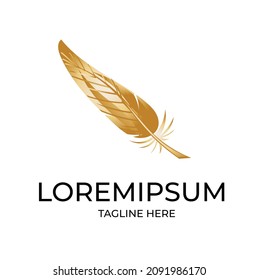 GOLD Feather MINIMALIST Logo TEMPLATE 