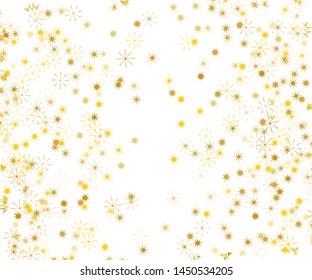 Gold festive pattern with stars, sparkles, flashes. Cute background for party invitations, wedding, greeting cards, phone Wallpaper. Vector illustration. Typographic design.
