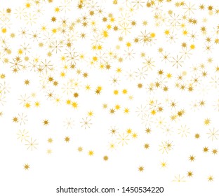 Gold festive pattern with stars, sparkles, flashes. Cute background for party invitations, wedding, greeting cards, phone Wallpaper. Vector illustration. Typographic design.
