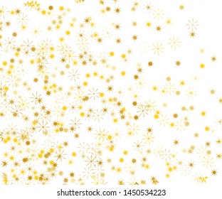 Gold festive pattern with stars, sparkles, flashes. Cute background for party invitations, wedding, greeting cards, phone Wallpaper. Vector illustration. Typographic design.
