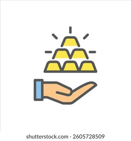 gold filled outline icon. gold color line illustration.
