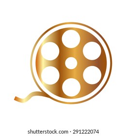 Gold Film Reel Vector Icon