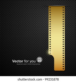 Gold film roll on black stainless steel backgrounds, vector illustration