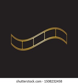 gold film strip isolated on black background.