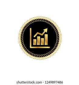 gold financial graph emblem, label, badge,sticker, logo. 
