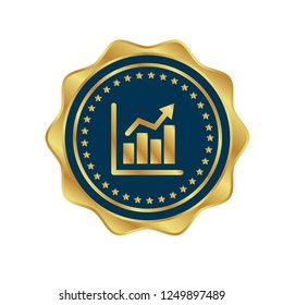 gold financial graph emblem, label, badge,sticker, logo. 
