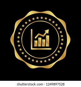 gold financial graph emblem, label, badge,sticker, logo. 