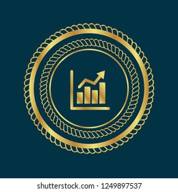 gold financial graph emblem, label, badge,sticker, logo. 