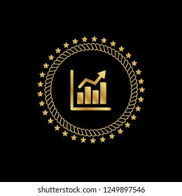 gold financial graph emblem, label, badge,sticker, logo. 