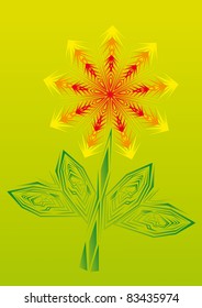 Gold fire flower on isolated background.. Illustration.