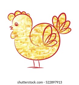 Gold fire Rooster. The symbol of the New year. It can be used to design t-shirts, bags, cards, poster and so on.