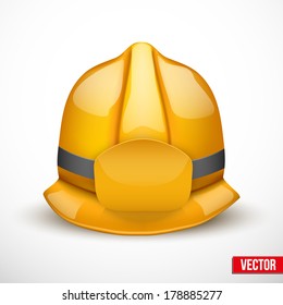 Gold firefighter helmet vector illustration. Space for badge or  emblem. Isolated and editable.