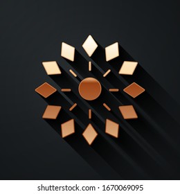 Gold Firework icon isolated on black background. Concept of fun party. Explosive pyrotechnic symbol. Long shadow style. Vector Illustration