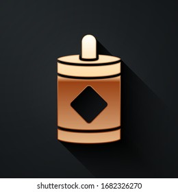 Gold Firework icon isolated on black background. Concept of fun party. Explosive pyrotechnic symbol. Long shadow style. Vector Illustration