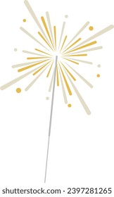 Gold firework illustration for the new year, Christmas, and Birthday party. 