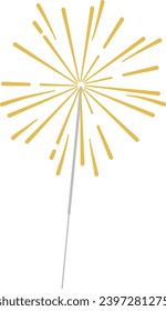 Gold firework illustration for the new year, Christmas, and Birthday party. 