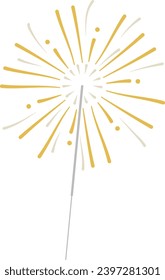 Gold firework illustration for the new year, Christmas, and Birthday party. 