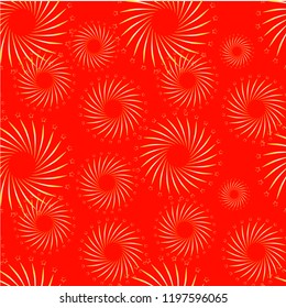 Gold firework on red seamless pattern design element stock vector illustration for web, for print