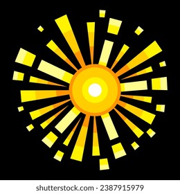 Gold fireworks illustration. Salute image for holiday design.