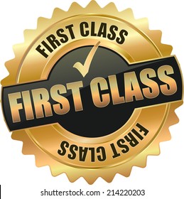 gold first class vector eps10 sign