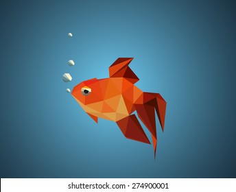 Gold fish. abstract polygon vector illustration