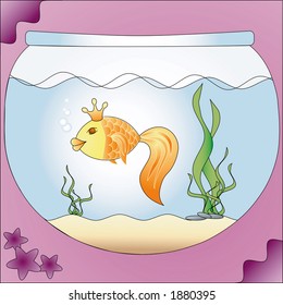 Gold fish in aquarium-vector