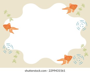 Gold fish background frame.  Japanese summer image.
