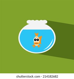 gold fish bowl flat icon  vector illustration eps10  