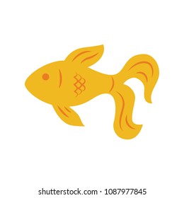 Gold fish. Cartoon fish. Vector illustration isolated on white background