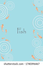 Gold fish with circle of water frame vector background for decoration on Chinese festival.