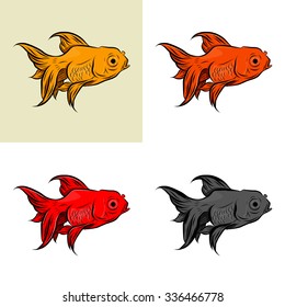 Gold fish collection,Vector illustration of gold fish, Vector illustration