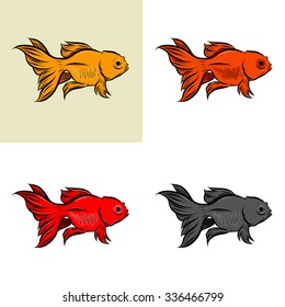 Gold fish collection,Vector illustration of gold fish, Vector illustration