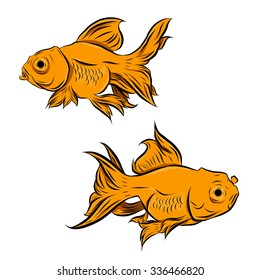 Gold fish collection,Vector illustration of gold fish, Vector illustration