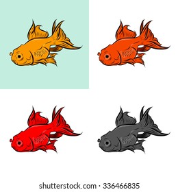 Gold fish collection,Vector illustration of gold fish, Vector illustration