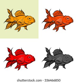 Gold fish collection,Vector illustration of gold fish, Vector illustration