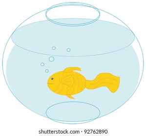 Gold fish in a fishbowl - vector clip art illustration