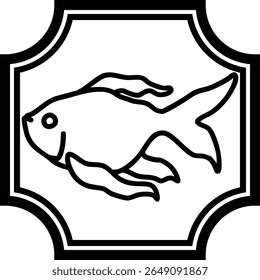 Gold fish in frame - black -2
