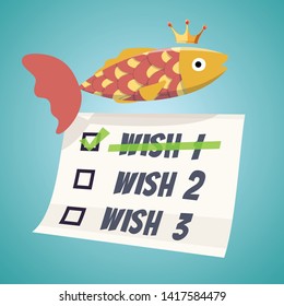 Gold fish fulfills three wishes