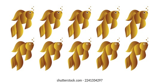 Gold Fish Gradient Logo Vector Icon Symbol Template. GoldFish Gradient Vector Illustration