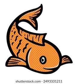 Goldfisch handgezeichnete Halbton-Vektorillustration