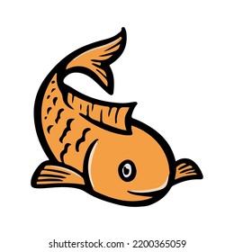 Gold fish hand drawn vector color illustration