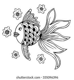 Gold Fish. Hand Drawn vector illustration