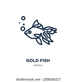 gold fish icon from animals collection. Thin linear gold fish, animal, gold outline icon isolated on white background. Line vector gold fish sign, symbol for web and mobile